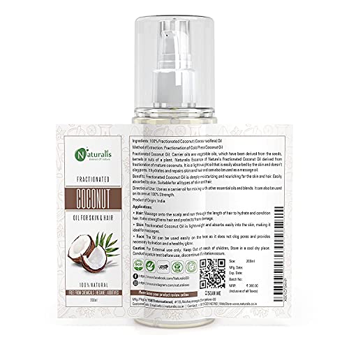 Naturalis Fractionated Coconut Skin & HairOil | 200ml | Therapeutic & Odorless Coconut MCT Oil | Coconut Oil for Hair & Skin Moisturization | Blends with Essential Oils - Image 2