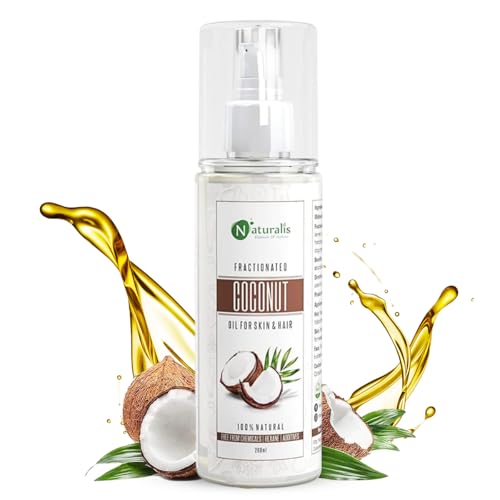 Naturalis Fractionated Coconut Skin & HairOil | 200ml | Therapeutic & Odorless Coconut MCT Oil | Coconut Oil for Hair & Skin Moisturization | Blends with Essential Oils - Image 1