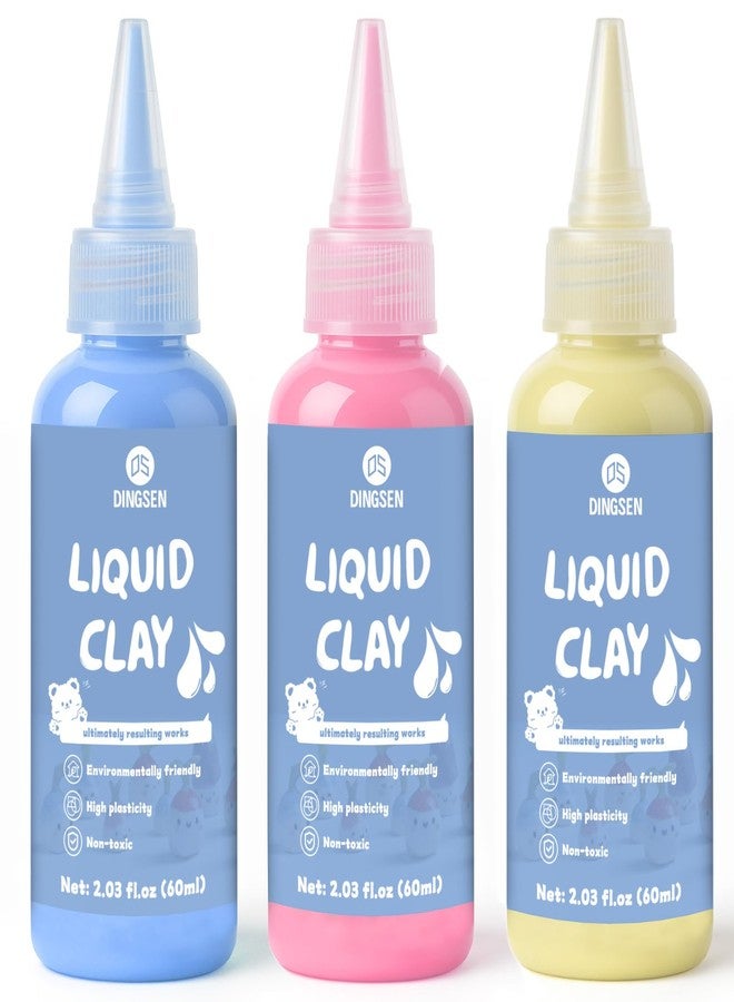DINGSEN Liquid Polymer Clay, Liquid Clay for Polymer Clay Oven-Bake, for DIY Enthusiasts, Education and Crafting, Easy to Shape & Multi-Mold Compatible, Antiquewhite 60ml, Blue 60ml, Pink 60ml - Image 1