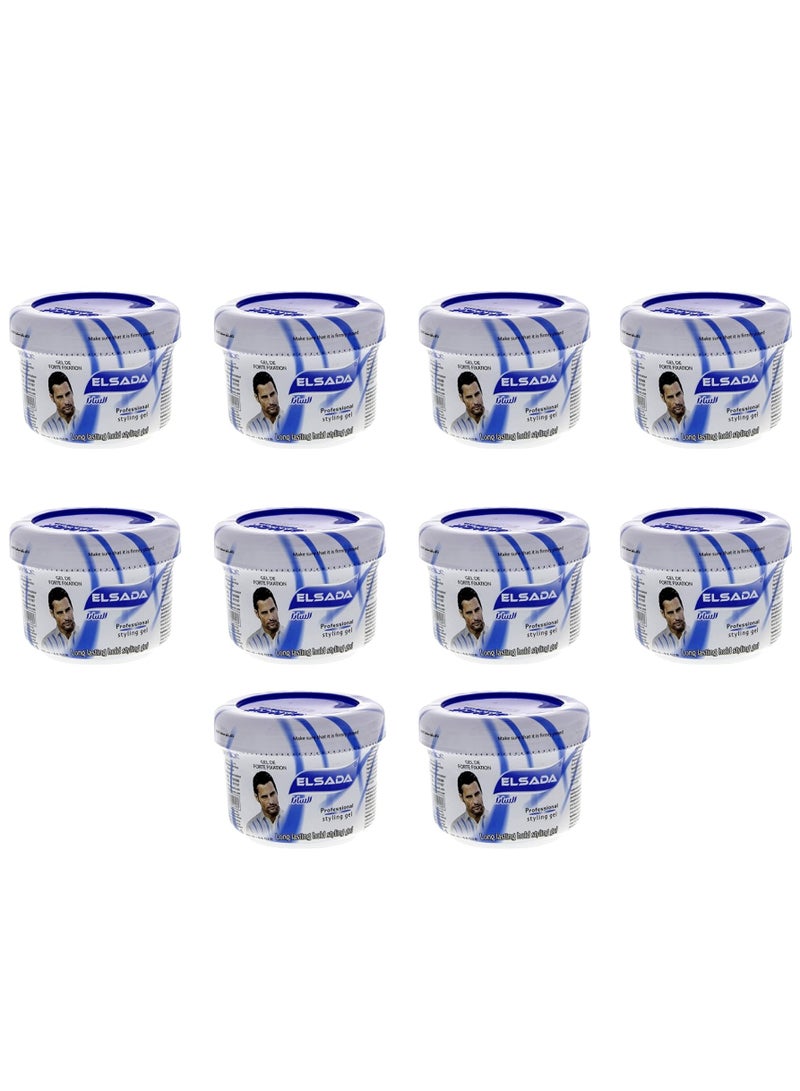 EL SADA Long Lasting Hair Styling Gel 250ml – Blue – Pack of 10 | Professional Styling with Long-Lasting Hold & Shine - Image 1