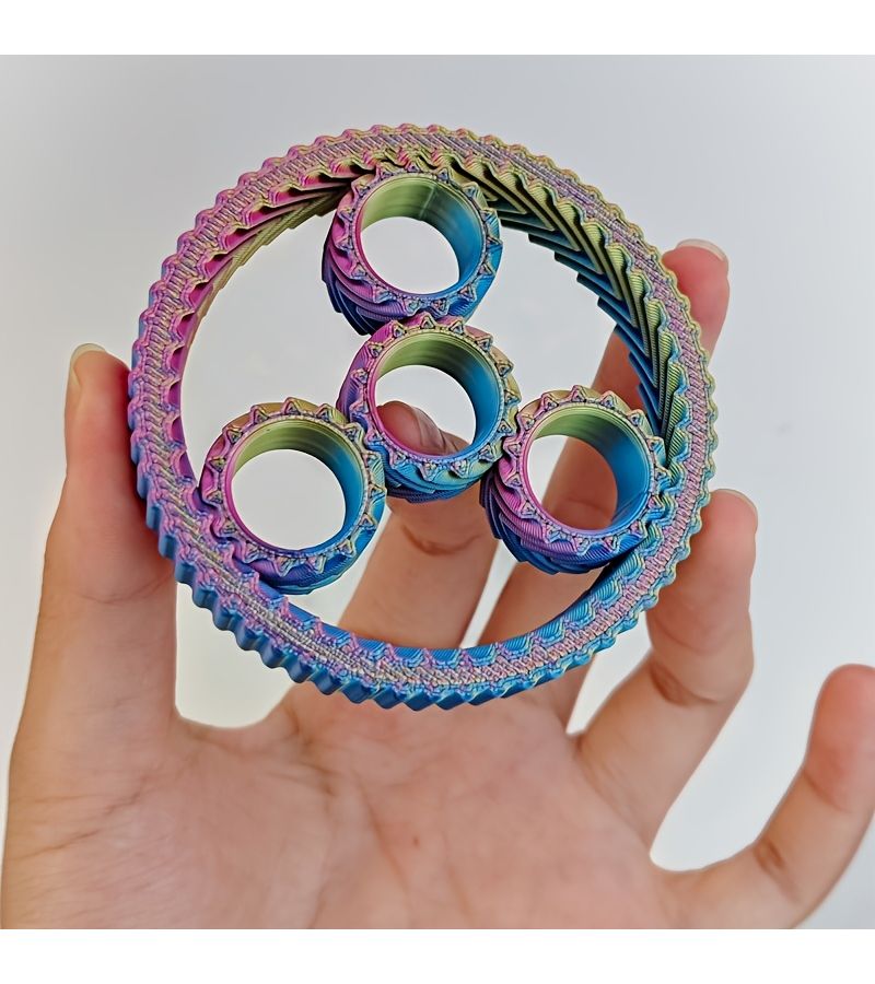 3D Printed Stress Relief Spiral Star Ring Toy Colorful Blue Multidirectional Finger Spinner Smooth Rotation - Image 1