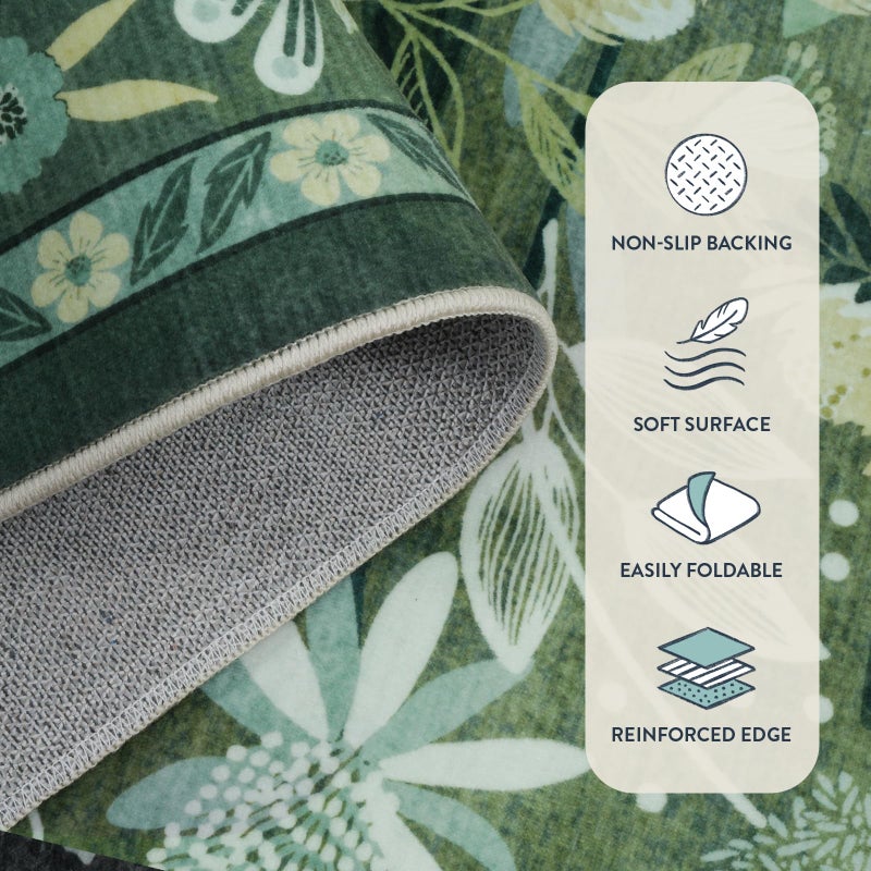 Anidaroel Green Botanical Floral Washable 5x7 Area Rugs, Abstract Large Rugs for Living Room Non-Slip Soft Modern Rugs for Bedroom, Stain Resistant Accent Floor Carpet for Dining Room Entryway - Image 5