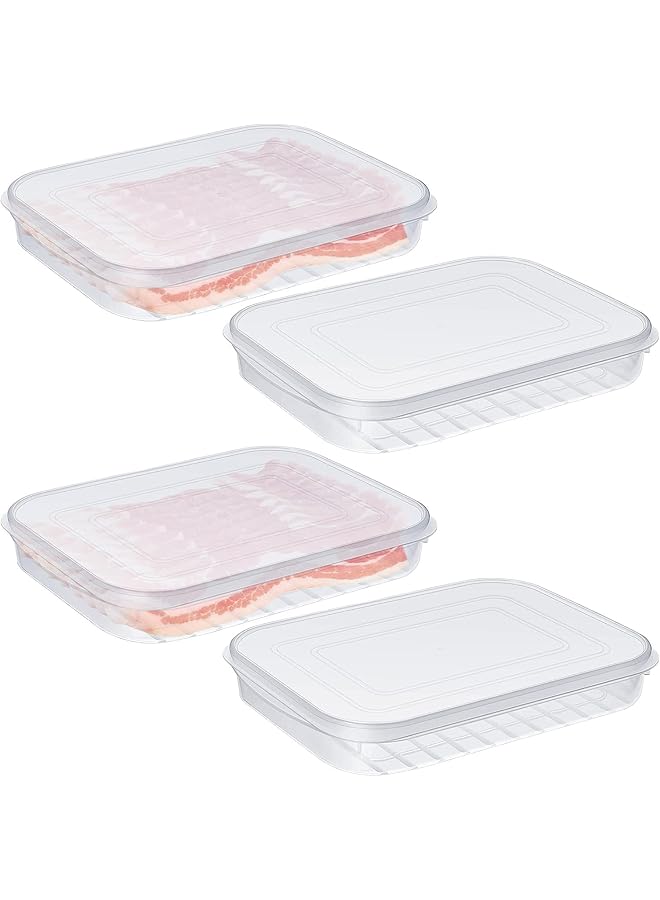 Green Tiger 4 Packs Bacon Container for Refrigerator,Deli Meat Container for Fridge, Stackable Portable Freezer Storage Containers Food Storage Containers with Lids for Fish and Seafood - Image 1