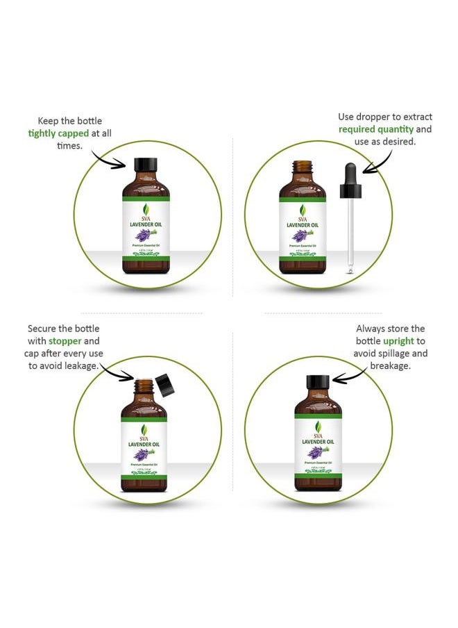 SVA Organics - SVA Lavender Essential Oil – 4 Fl Oz – 100% Natural Lavender Oil - for Diffuser, Hair Care, Face, Skin Care, Aromatherapy, Scalp and Body Massage, Soap and Candle Making – with Dropper - Image 1