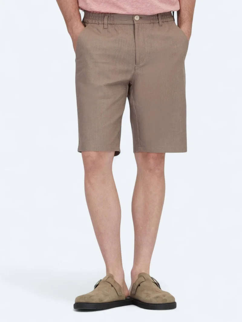 Kip Dark Mink Weaving Jogging Fit Casual Cotton Blended Bermuda