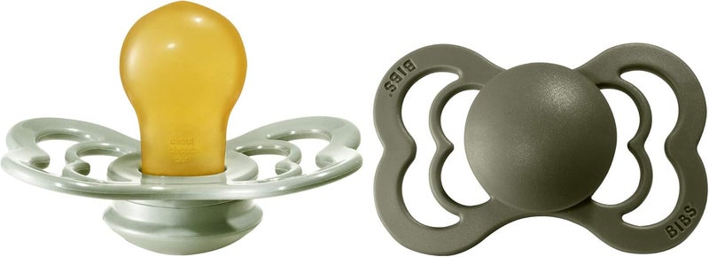 Bibs Pacifier Supreme Latex Size 2 - Toddler (+6M) 2pcs - Sage/HunterGreen - Image 1
