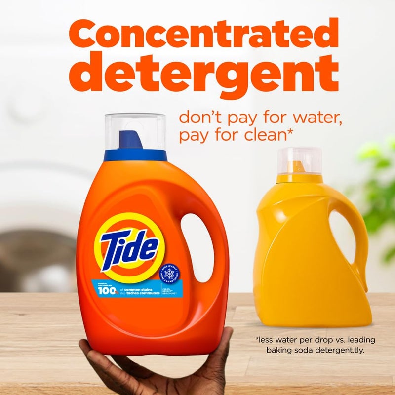 Tide Laundry Detergent Liquid, Clean Breeze Scent, 64 Loads, 80 fl oz, Works on 100% of Common Stains - Image 4