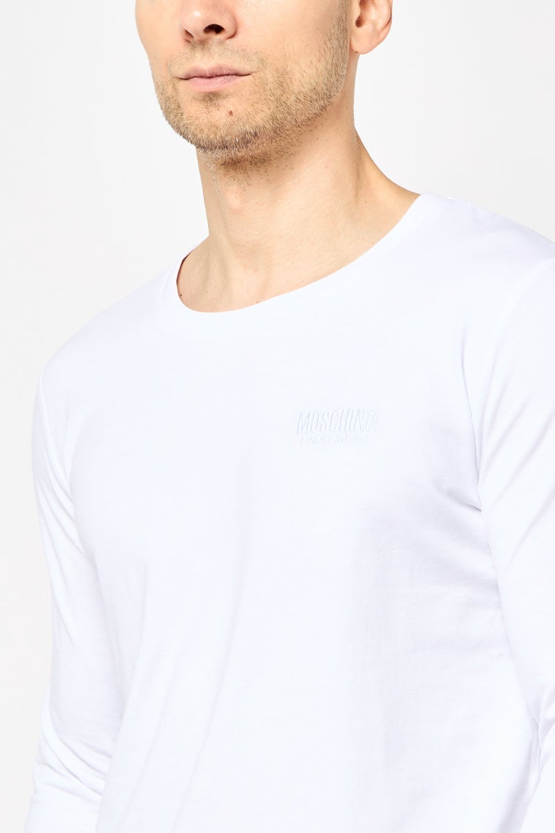 MOSCHINO Men 2 Pcs Embroidered Logo Long Sleeves Top And Bottom Pajama Set, Multicolor  - Image 2