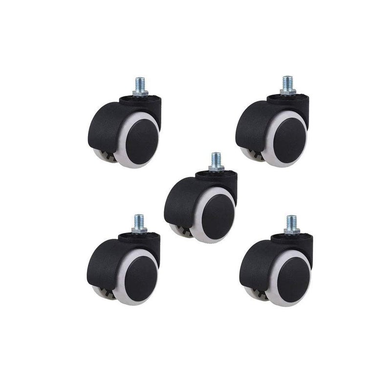 RAJCHIEF RAJCHIEF Twin Castor Wheels Threaded Set of 5 pcs for Revolving Chairs and Gaming Chairs 100 Nylon ABS Material Smooth 360Degree Swiveling Durable and Versatile Replacement Wheels  - Image 1