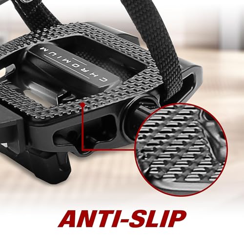 BV Bike Pedals Look Delta/Shimano SPD Compatible 9/16'' with Toe Clips - Peloton Pedals for Regular Shoes - Toe Cages Exercise Bike Pedals - Universal Fit Bicycle Pedal - Image 3