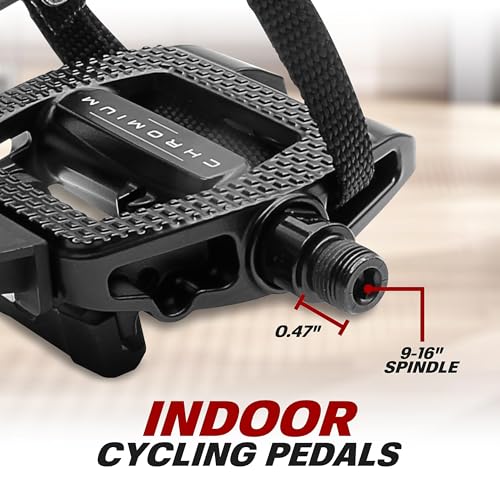 BV Bike Pedals Look Delta/Shimano SPD Compatible 9/16'' with Toe Clips - Peloton Pedals for Regular Shoes - Toe Cages Exercise Bike Pedals - Universal Fit Bicycle Pedal - Image 2
