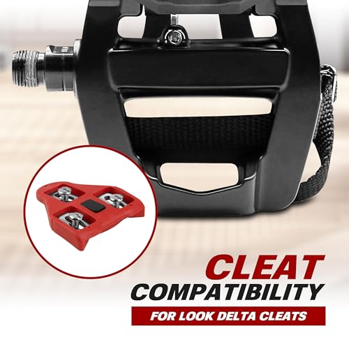 BV Bike Pedals Look Delta/Shimano SPD Compatible 9/16'' with Toe Clips - Peloton Pedals for Regular Shoes - Toe Cages Exercise Bike Pedals - Universal Fit Bicycle Pedal - Image 4