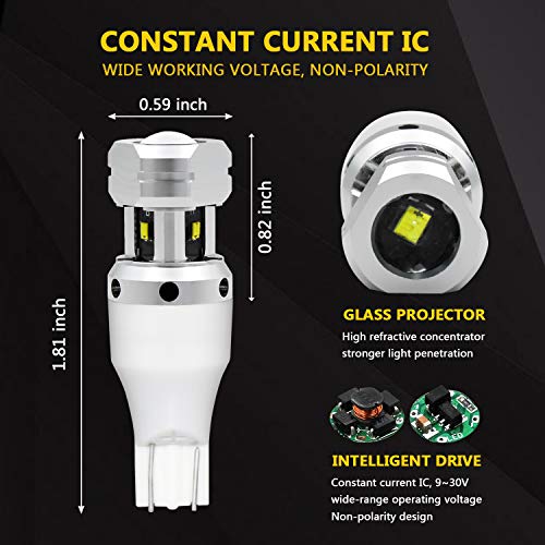 PHINLION 921 LED Bulb Reverse Light, 2600 Lumens Super Bright Canbus High Power 912 T15 922 W16W Backup Replacement Lights, 6000K Xenon White, Pack of 2 - Image 4