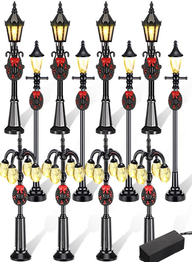 Baquler 12 Pcs Christmas Lamp Post Accessories - Mini Christmas Village Street Lights, Miniature Street Lamp Dollhouse Streetlight Models, Decorative for DIY Pathway, 3 Styles - Image 1