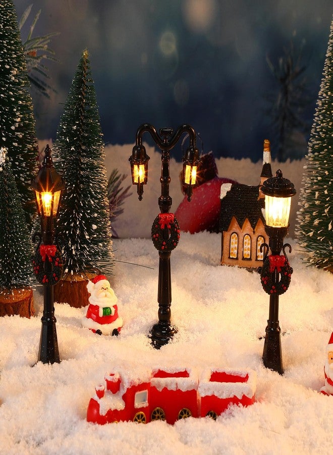 Baquler 12 Pcs Christmas Lamp Post Accessories - Mini Christmas Village Street Lights, Miniature Street Lamp Dollhouse Streetlight Models, Decorative for DIY Pathway, 3 Styles - Image 4