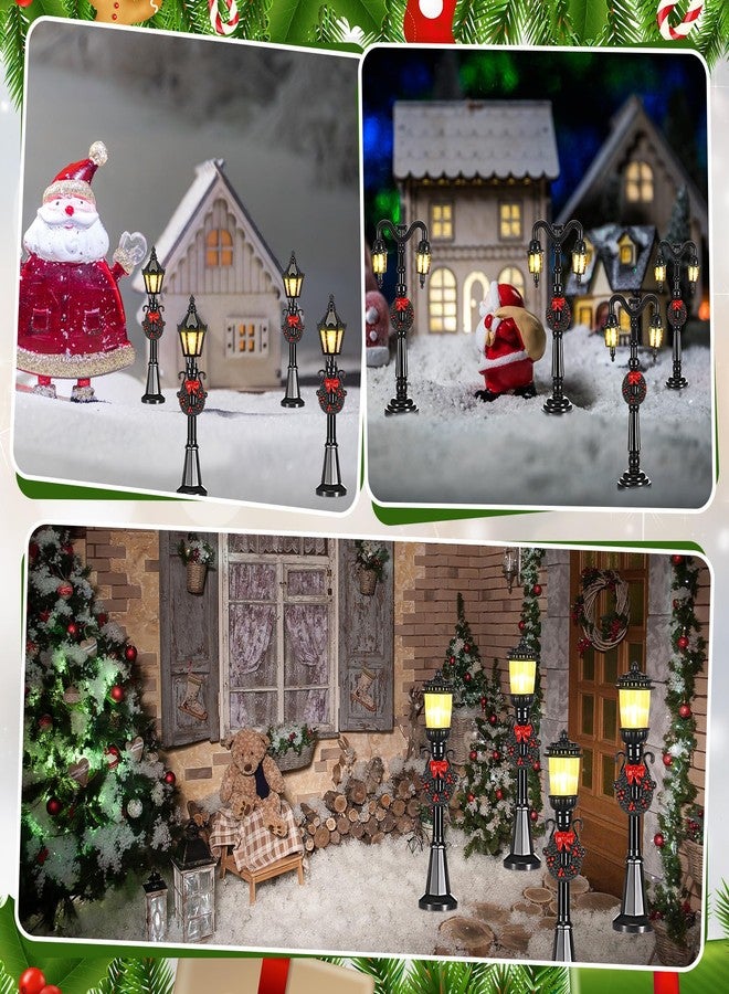 Baquler 12 Pcs Christmas Lamp Post Accessories - Mini Christmas Village Street Lights, Miniature Street Lamp Dollhouse Streetlight Models, Decorative for DIY Pathway, 3 Styles - Image 5