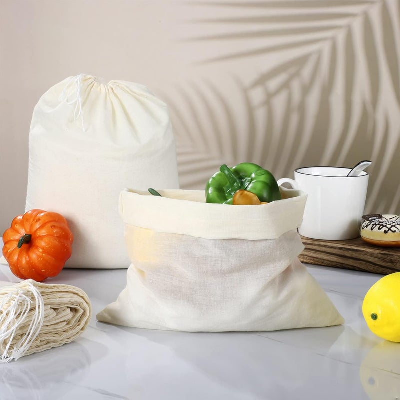 Tatuo 50 Pcs 10 x 12 Inches Muslin Cotton Drawstring Bags Canvas Linen Sachet Bag Reusable Empty Gift Pouch for Party Home Supplies - Image 5