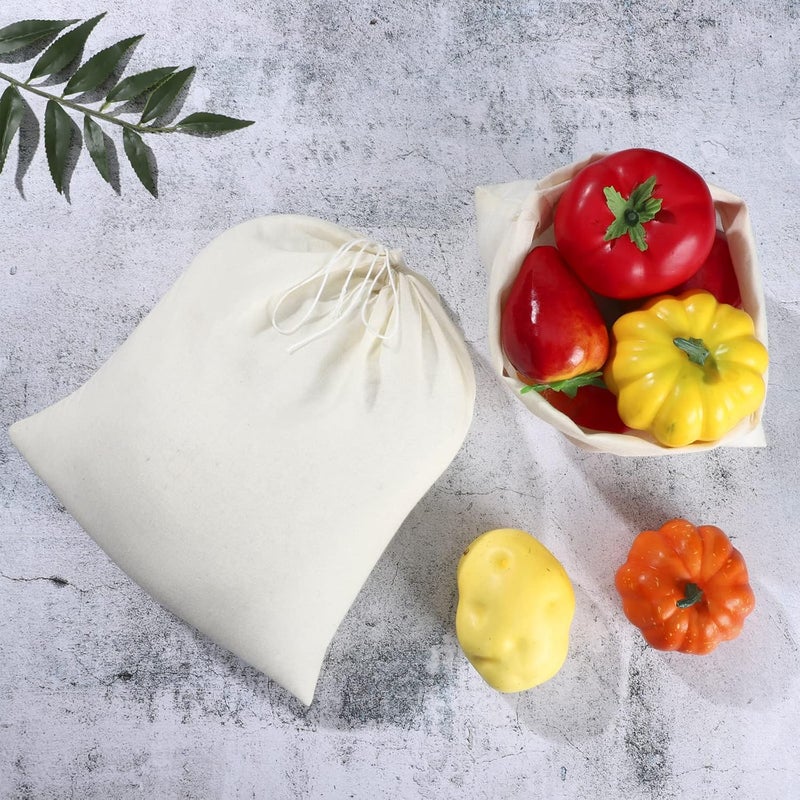 Tatuo 50 Pcs 10 x 12 Inches Muslin Cotton Drawstring Bags Canvas Linen Sachet Bag Reusable Empty Gift Pouch for Party Home Supplies - Image 4