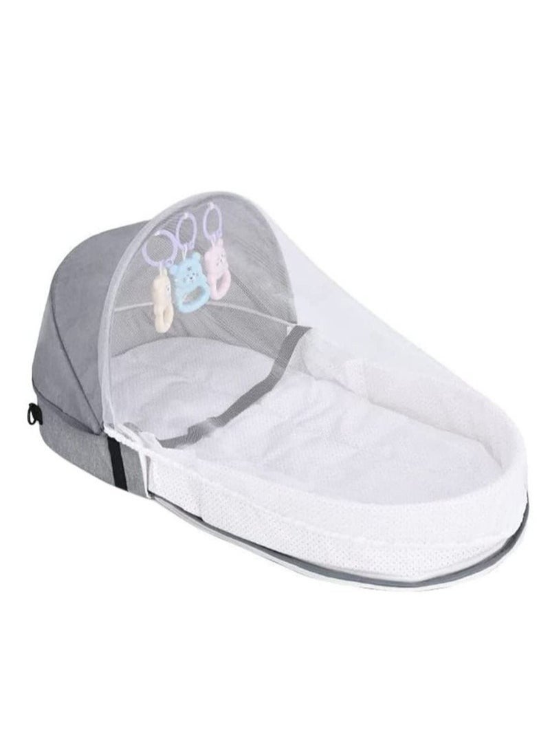 DOOKOO Baby Crib Cradle, Travel Cot Portable Baby Bed Travel Bassinet Foldable Infant Crib Baby Cots, Adjustable Canopy Bedside Baby Crib 3 in 1 Folding Baby Bassinet with Mosquito Net - Image 1