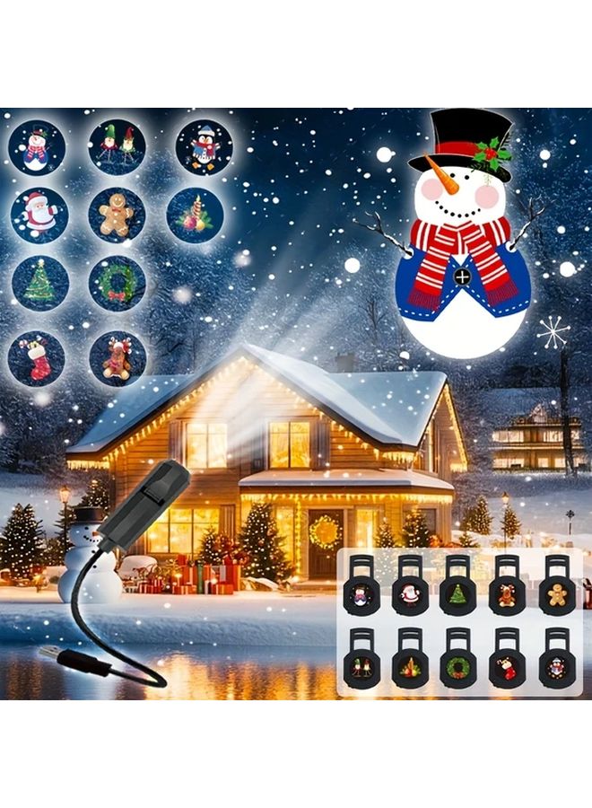 Christmas Projection Lights 1 Light 6 Patterns 360 Rotating Outdoor Decoration - Image 2