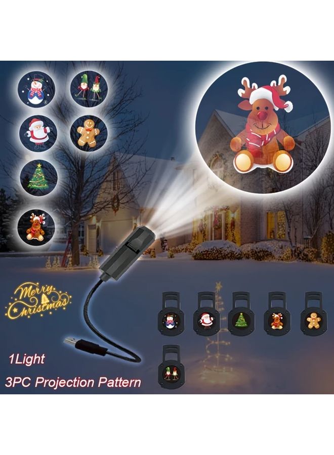 Christmas Projection Lights 1 Light 6 Patterns 360 Rotating Outdoor Decoration - Image 1