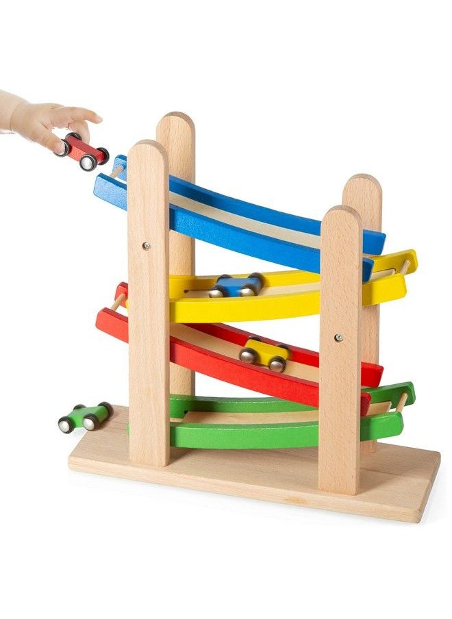 Play22 Wooden Car Ramps Race 4 Level Toy Car Ramp Race Track Includes 4 Wooden Toy Cars My First Baby Toys Toddler Race Car Ramp Toy Set Is A Great Gift For Boys And Girls Original  - Image 5