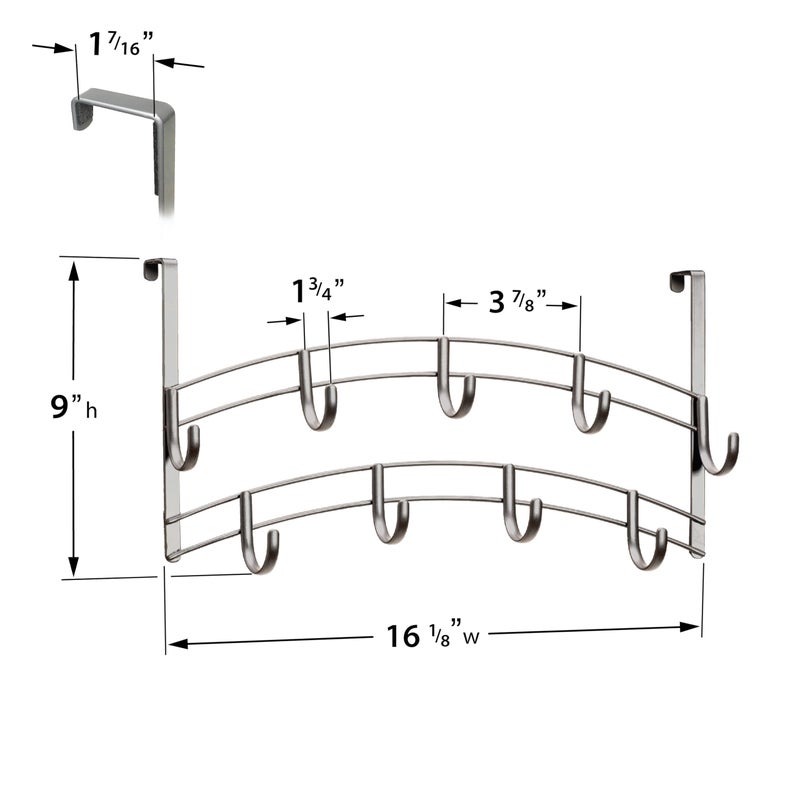 LYNK ProfessionalÂ® Homeâ„¢ Over Door Hooks Rack - 9 Hook Over Door Hanger - Over Door Towel Rack - Hanging Towels or Clothes - Bathroom, Bedroom or Laundry Room - Lifetime Ltd. Warranty - Platinum - Image 4