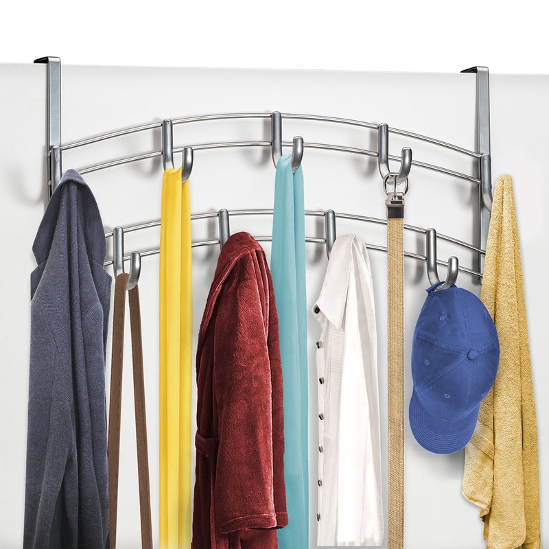 LYNK ProfessionalÂ® Homeâ„¢ Over Door Hooks Rack - 9 Hook Over Door Hanger - Over Door Towel Rack - Hanging Towels or Clothes - Bathroom, Bedroom or Laundry Room - Lifetime Ltd. Warranty - Platinum - Image 3