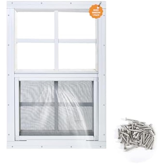 Shed Window 1 Pack 12"X18" White Flush Mount Small Sliding Household Windows With Tempered Glass And Fiberglass Screen For Shed,Chicken Coop, Playhouse,Barns,Garage - Image 2