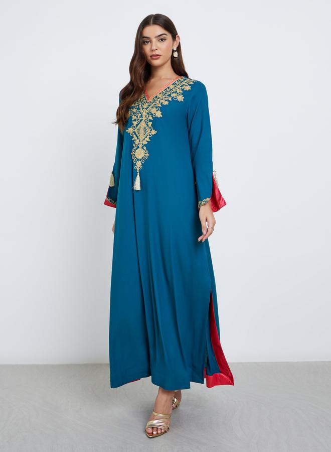 ستايلي أميرة جلابية زرقاء مطرزة - - Image 1