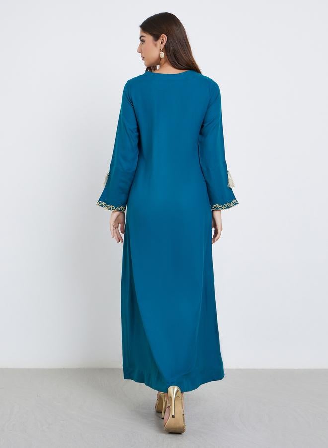 ستايلي أميرة جلابية زرقاء مطرزة - - Image 4