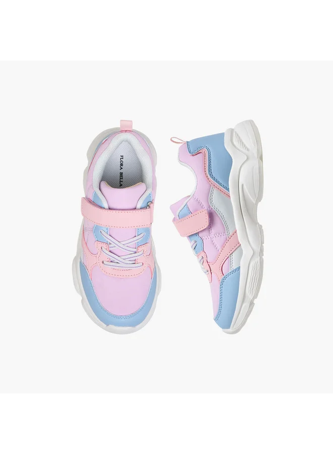 Flora Bella By Shoexpress Girls Colourblock Sneakers with Hook and Loop Closure