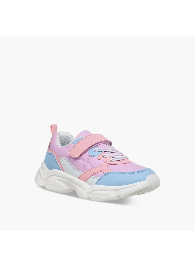 Flora Bella By Shoexpress Girls Colourblock Sneakers with Hook and Loop Closure