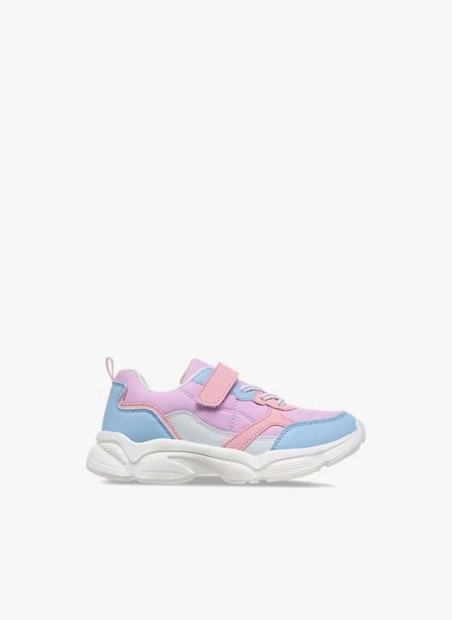 Flora Bella By Shoexpress Girls Colourblock Sneakers with Hook and Loop Closure