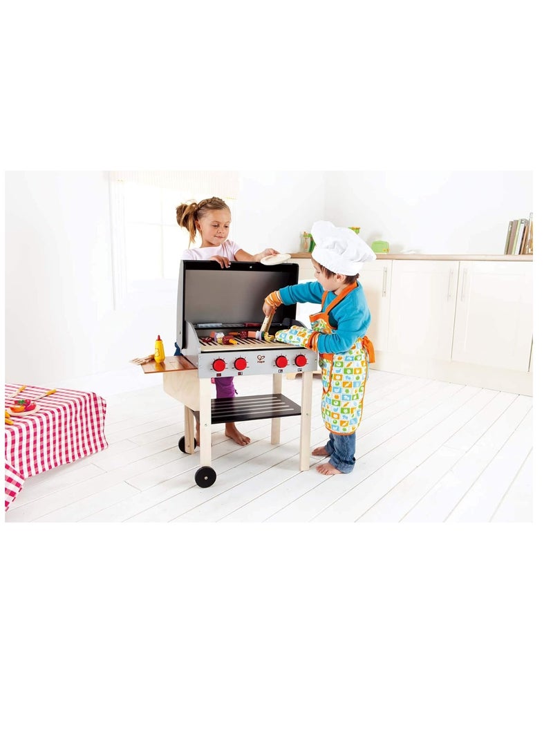 Hape مجموعة مطبخ هابي جريل الخشبي مع ملحقات الطعام - Image 4