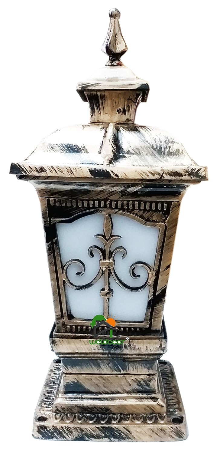Weldecor Metal Antique Decorative Outdoor Gate LampsArchitectural Design for Main Home Gate Light WaterproofRustproof for GardenExterior Compound Wall Lights for PillerPole Lamp Post Set of 2 - Image 2