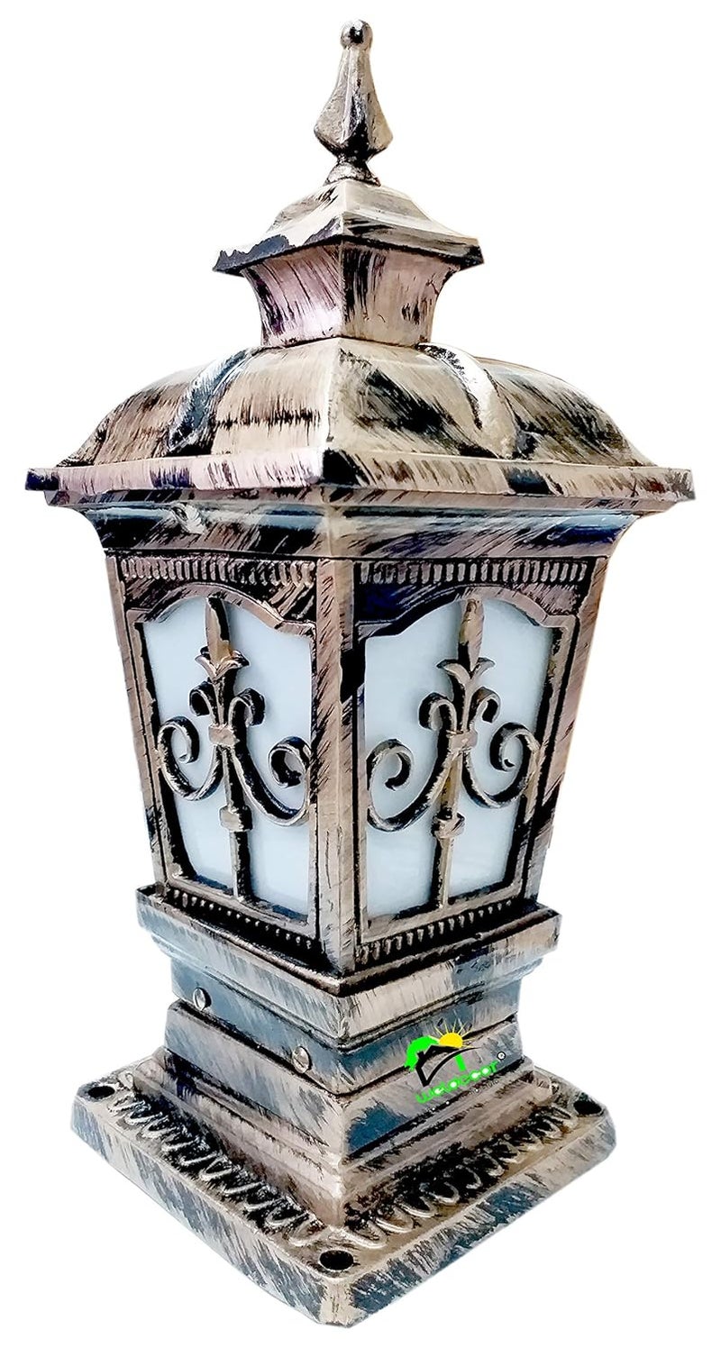Weldecor Metal Antique Decorative Outdoor Gate LampsArchitectural Design for Main Home Gate Light WaterproofRustproof for GardenExterior Compound Wall Lights for PillerPole Lamp Post Set of 2 - Image 3