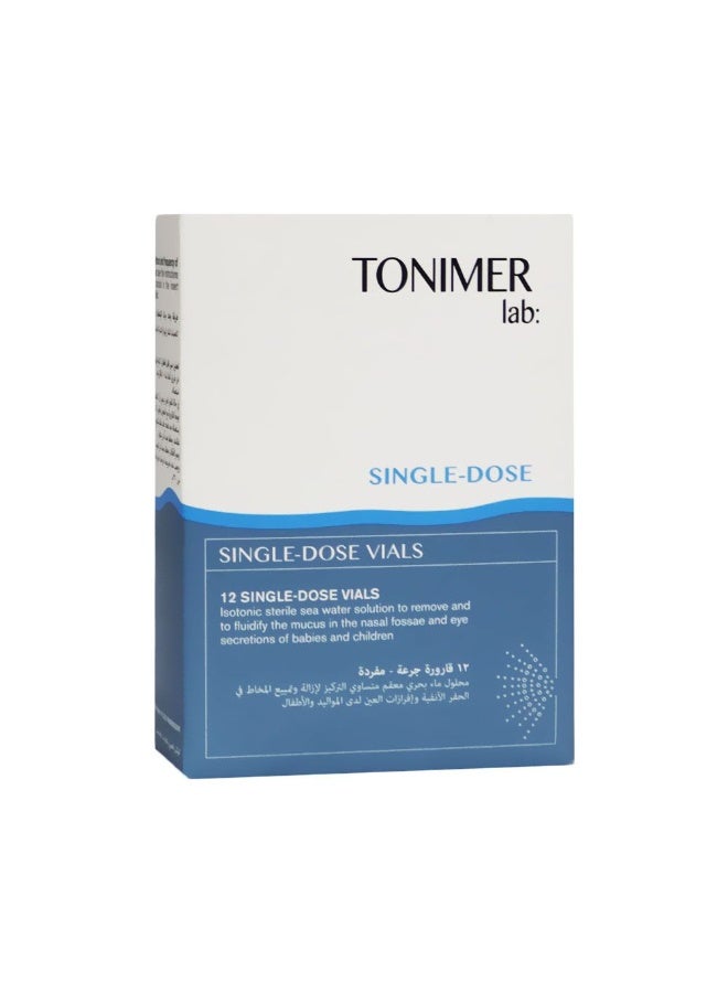 Tonimer Lab Single-Dose Vials Isotonic Sterile Sea Water Solution | 12 Single-Dose Vials for Nasal & Eye Hygiene for Babies and Children