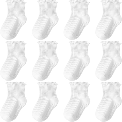 Aroveea Non Slip Grip Ankle Baby Socks 5-7 Years Old 12 Pack for Toddler Boys and Girls Kids,Infant Cute Cotton Baby Socks - Image 1