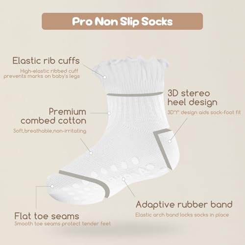 Aroveea Non Slip Grip Ankle Baby Socks 5-7 Years Old 12 Pack for Toddler Boys and Girls Kids,Infant Cute Cotton Baby Socks - Image 5