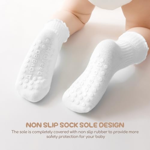 Aroveea Non Slip Grip Ankle Baby Socks 5-7 Years Old 12 Pack for Toddler Boys and Girls Kids,Infant Cute Cotton Baby Socks - Image 4