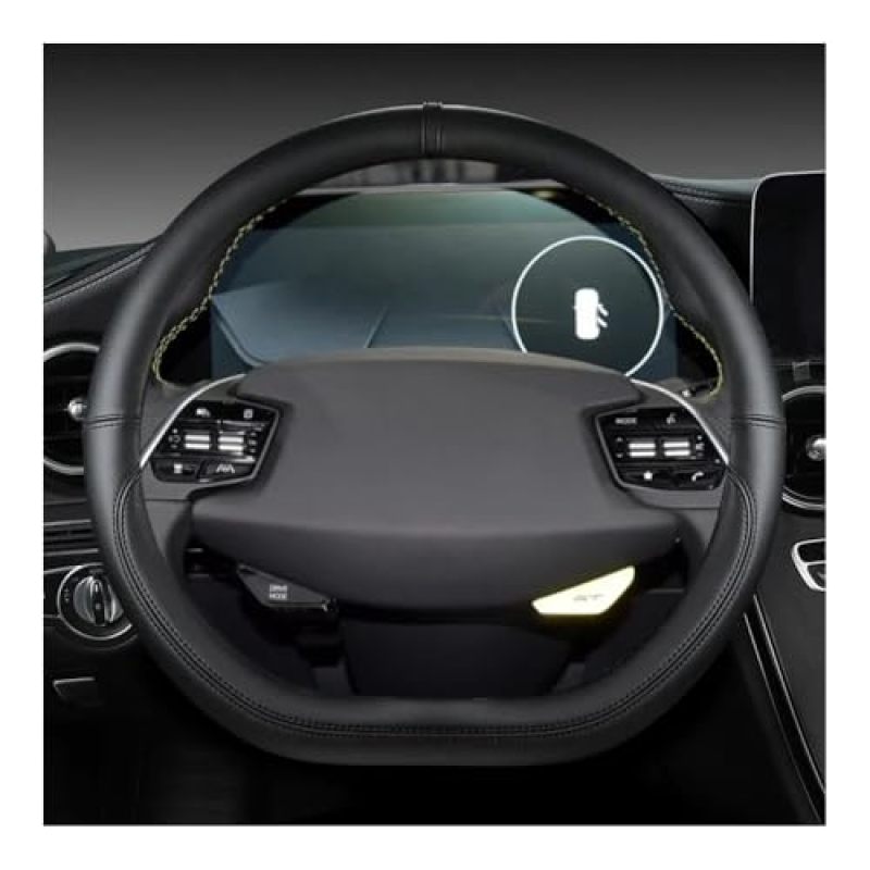 Steering Wheel Cover: 15-Inch Black Durable Microfiber Leather - Non-Slip Comfortable Grip Breathable Sweat-Proof for Kia Sorento Daily Driving - Image 1