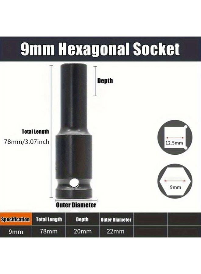 17mm Impact Socket Set 1 2 Inch Drive Deep Metric Chrome Vanadium Steel Tire Removal Tools - Image 3