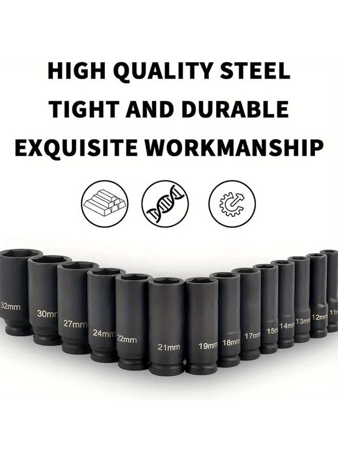 17mm Impact Socket Set 1 2 Inch Drive Deep Metric Chrome Vanadium Steel Tire Removal Tools - Image 5