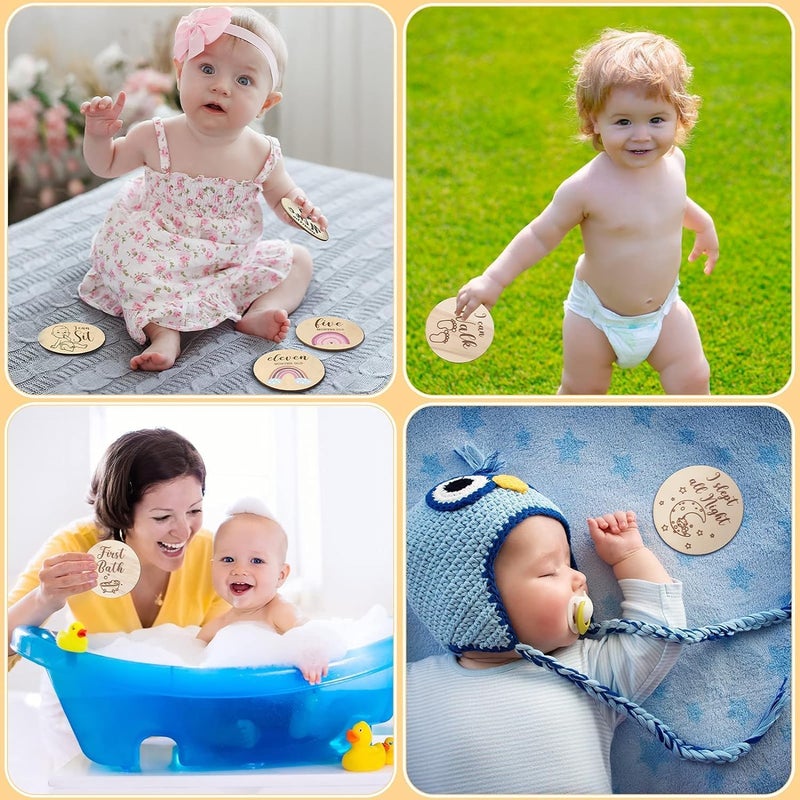 Al Raied ARS® 13 Pieces Acrylic Baby Milestone Cards with Boho Rainbow Design - Image 3