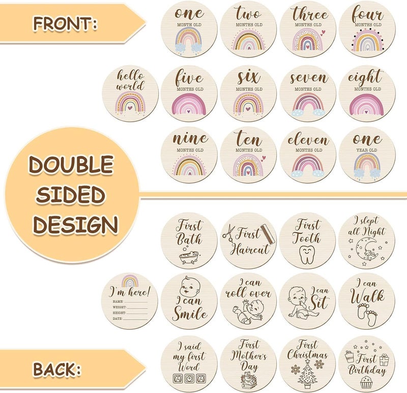 Al Raied ARS® 13 Pieces Acrylic Baby Milestone Cards with Boho Rainbow Design - Image 5