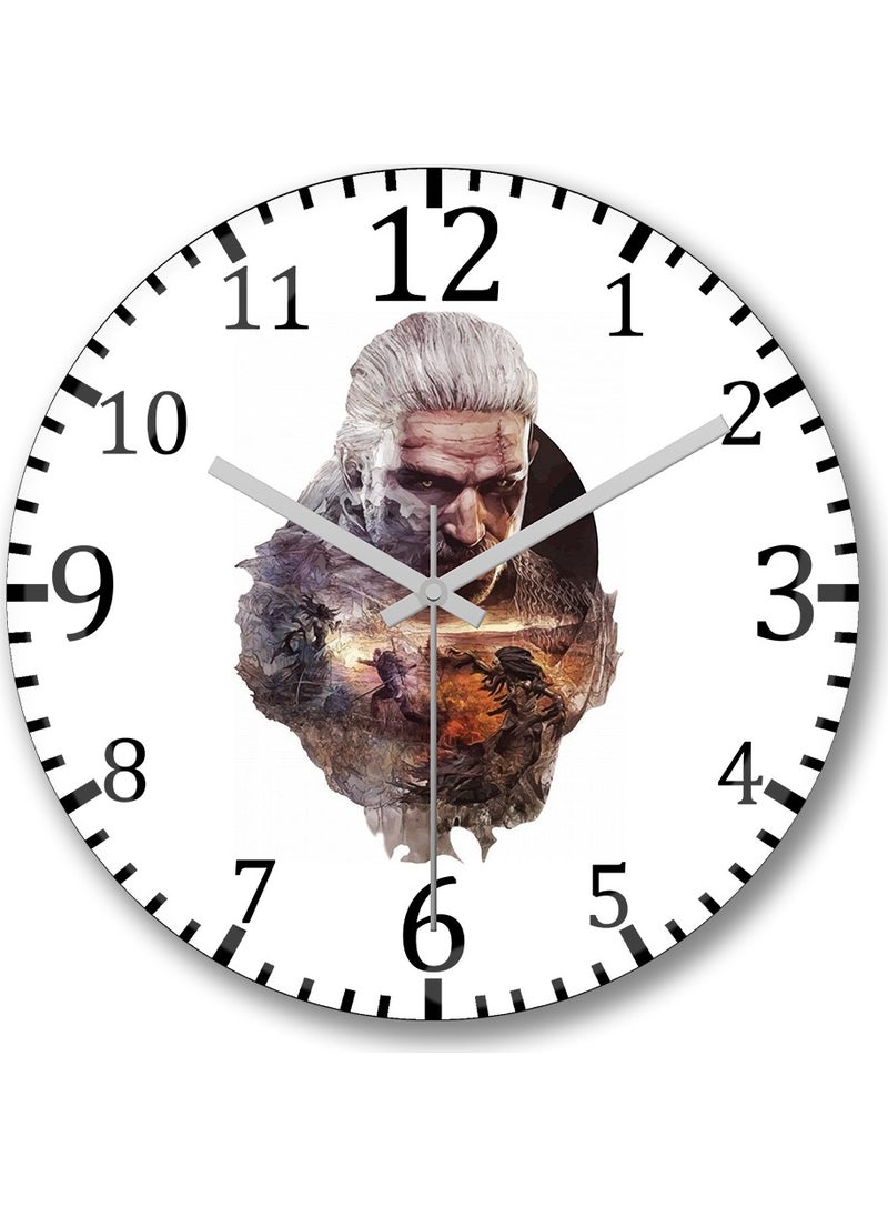 Baskı Dükkanı - Print Shop Geralt De Rivia Wall Clock Curved Real Glass - Image 1