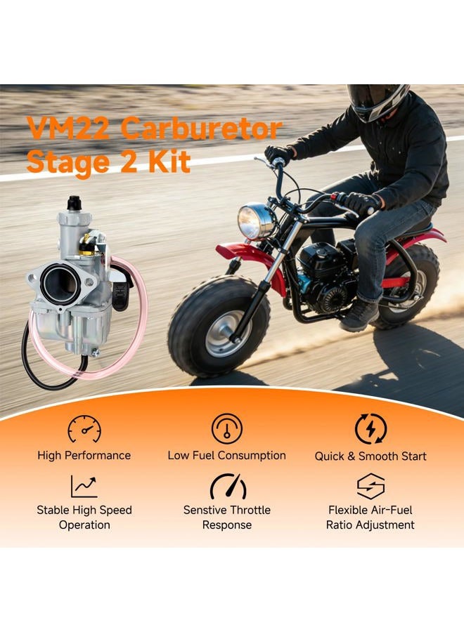 FVRITO VM22 Carburetor Exhaust Pipe Muffler Kit Compatible with Predator 212cc 196cc Coleman CT200U CT200U-EX BT200X Mini Bike KT196 Go Kart Baja MB200 GX160 GX200 Clone Engine with Flywheel Parts - Image 2