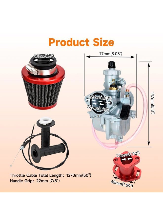 FVRITO VM22 Carburetor Exhaust Pipe Muffler Kit Compatible with Predator 212cc 196cc Coleman CT200U CT200U-EX BT200X Mini Bike KT196 Go Kart Baja MB200 GX160 GX200 Clone Engine with Flywheel Parts - Image 4