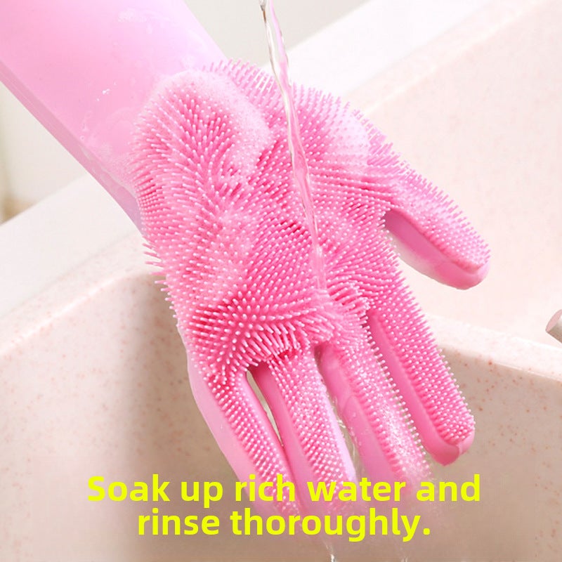 Silicone Dishwashing Gloves Household Kitchen Cleaning Premium gray - Image 4